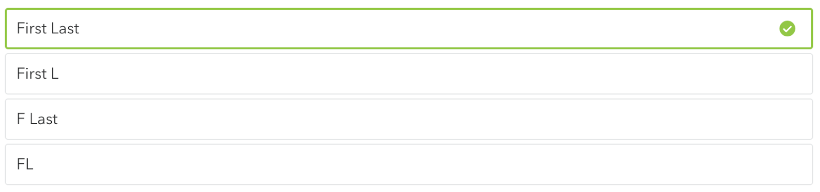 The display name options available in the DNA Relatives feature